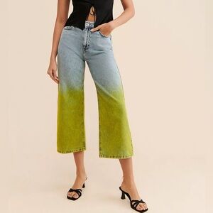 NWT💚Free People Nocturne Ombre Denim Jeans S Greyed Olive